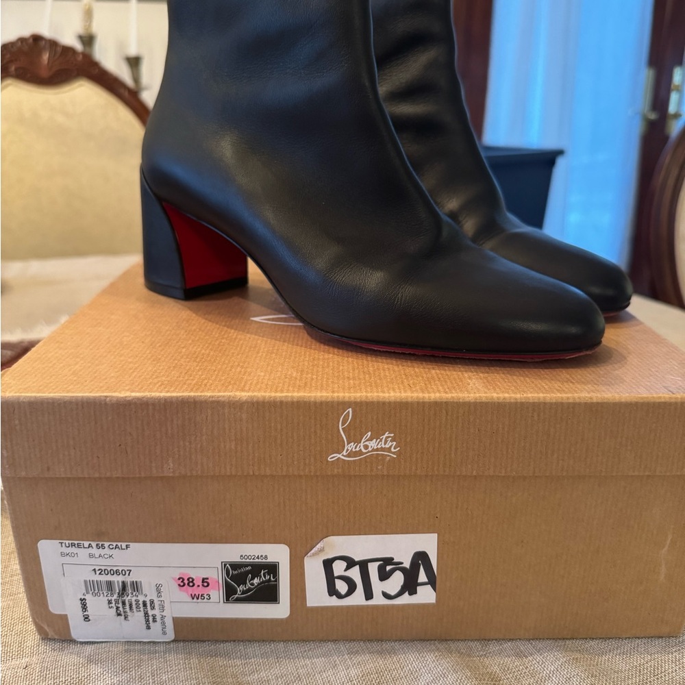 Christian Louboutin Black Ankle Boots with Red Soles